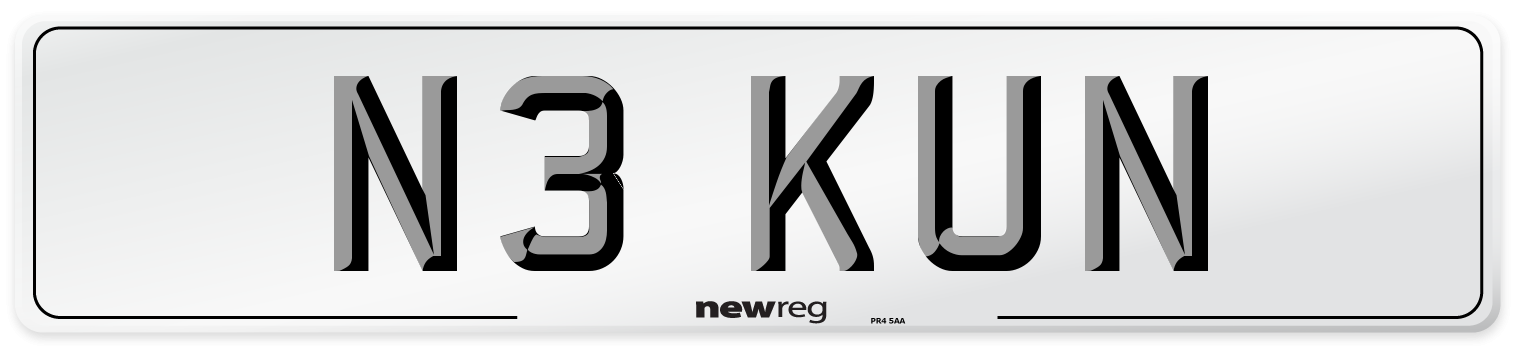 N3 KUN Number Plate from New Reg